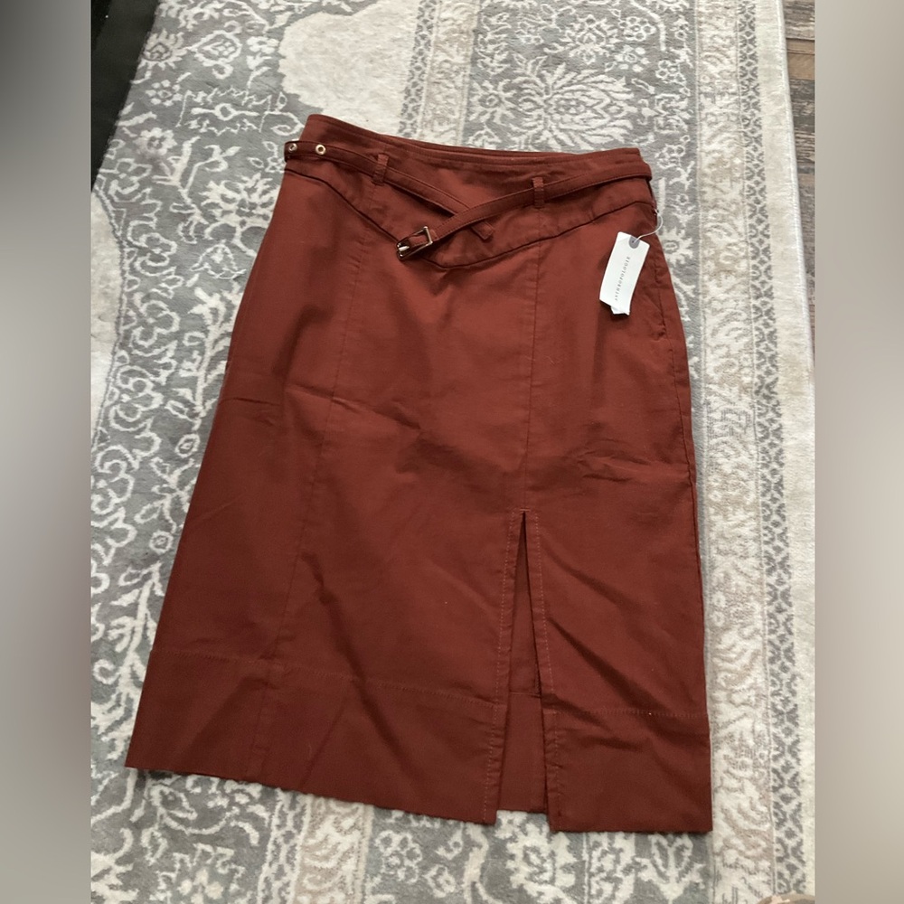 Anthropologie Rust Brown Pencil Skirt with Belt XXS